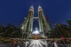Two high standing Petronas twin tower at blue hours time