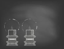 Two Highly Ornamental Candles On Blackboard Stock Image Two Highly Ornamental Candles On Blackboard Stock Image