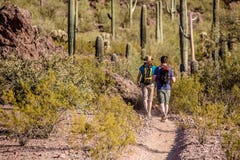 Two Hikers On Rugged Trail Royalty Free Stock Photos Two Hikers On Rugged Trail Royalty Free Stock Photos