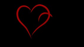 Two interlinked hearts drawn in red lines 3d animation, 4k 60fps vector illustration Two interlinked hearts drawn in red lines 3d animation, 4k 60fps vector illustration
