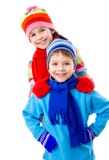 Two Kids In Winter Clothes Royalty Free Stock Photo