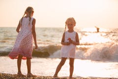 Two little girls on the beach royalty free stock image Two little girls on the beach royalty free stock image