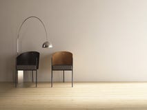 Two modern chair to face a blank wall