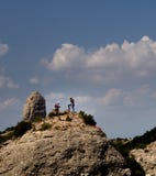 Two Mountaineers Get Prepared stock photos Two Mountaineers Get Prepared stock photos
