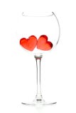 Two Red Jelly Hearts In Wine Glass Stock Photo Two Red Jelly Hearts In Wine Glass Stock Photo