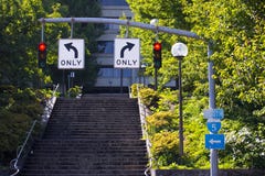 Two Red Traffic Lights And Opposite Driving Directions Stock Photos Two Red Traffic Lights And Opposite Driving Directions Stock Photos