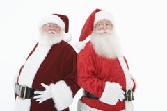 Two Santa Claus Standing Back To Back Royalty Free Stock Image Two Santa Claus Standing Back To Back Royalty Free Stock Image