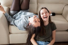 Two Sisters Having Fun At Home Royalty Free Stock Photo