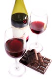 Two Wine Glasses Of Wine And Chocolate Stock Images