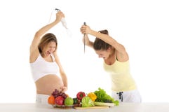 Two Women Are Preparing To Attack The Fruit Stock Photo