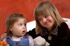 Two Young Handicapped Girls royalty free stock photography Two Young Handicapped Girls royalty free stock photography