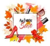 Tyck om Autumn Sales bakgrund med höstsidor royaltyfri illustrationer Tyck om Autumn Sales bakgrund med höstsidor royaltyfri illustrationer