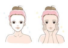 Women`s esthetic skin care set- Smile type vector illustration Women`s esthetic skin care set- Smile type vector illustration