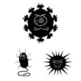 Types d'icônes noires de microbes drôles dans la collection d'ensemble pour la conception Web pathogène d'actions de symbole de v illustration libre de droits Types d'icônes noires de microbes drôles dans la collection d'ensemble pour la conception Web pathogène d'actions de symbole de v illustration libre de droits