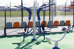 Types of sports grounds for street workouts. Public area for sports training at the stadium stock image Types of sports grounds for street workouts. Public area for sports training at the stadium stock image
