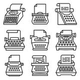 Typewriter icons set, outline style vector illustration Typewriter icons set, outline style vector illustration