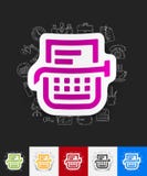 Typewriter paper sticker with hand drawn elements royalty free illustration Typewriter paper sticker with hand drawn elements royalty free illustration