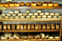 Typical cheese market in Pienza , Italy