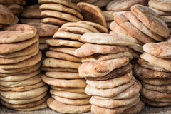 Typical traditional Moroccan bread on street food stall, Marrakesh, Morocco stock images Typical traditional Moroccan bread on street food stall, Marrakesh, Morocco stock images