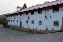Typical village house with small windows stock photos Typical village house with small windows stock photos