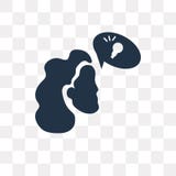 Tänkande vektorsymbol för kvinna som isoleras på genomskinlig bakgrund, W stock illustrationer Tänkande vektorsymbol för kvinna som isoleras på genomskinlig bakgrund, W stock illustrationer