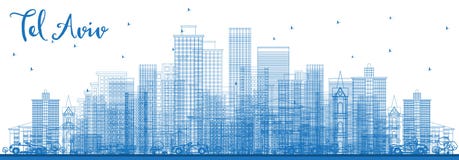 Téléphone Aviv Israel Skyline d'ensemble avec les bâtiments bleus illustration libre de droits Téléphone Aviv Israel Skyline d'ensemble avec les bâtiments bleus illustration libre de droits