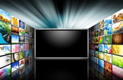 Télévision d'écran plat avec des images illustration stock Télévision d'écran plat avec des images illustration stock