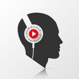 Tête humaine avec des écouteurs Vecteur Image stock Tête humaine avec des écouteurs Vecteur Image stock