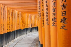 Túnel de madeira alaranjado do torii no santuário de Fushimi Inari Taisha É um do lugar o mais famoso para o turista fotos de stock royalty free Túnel de madeira alaranjado do torii no santuário de Fushimi Inari Taisha É um do lugar o mais famoso para o turista fotos de stock royalty free