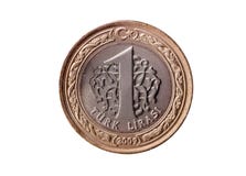 Türkische Lira auf Weiß Lizenzfreie Stockfotografie Türkische Lira auf Weiß Lizenzfreie Stockfotografie