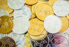 Tło tekstury Hanukkah kolorowe monety obrazy stock Tło tekstury Hanukkah kolorowe monety obrazy stock