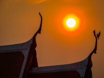 Uccelli nell'amore sul tempio buddista al tramonto Uccelli nell'amore sul tempio buddista al tramonto