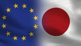 UE i Japonia połówki Realistyczne flaga Wpólnie royalty ilustracja UE i Japonia połówki Realistyczne flaga Wpólnie royalty ilustracja