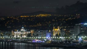 Ufergegend der Nizza Stadt und des Mittelmeertages zum Nacht-timelapse stock footage Ufergegend der Nizza Stadt und des Mittelmeertages zum Nacht-timelapse stock footage