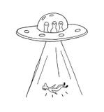 UFO abduction of a human with flying saucer. royalty free illustration UFO abduction of a human with flying saucer. royalty free illustration