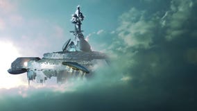 UFO approaching gigantic mother-ship