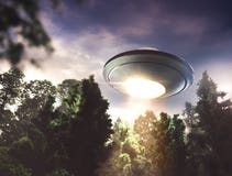 UFO flying over a forest