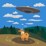 UFO landing concept stock illustration UFO landing concept stock illustration
