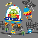 Ufo και αλλοδαπά αστεία ζωικά κινούμενα σχέδια, διανυσματική απεικόνιση διανυσματική απεικόνιση Ufo και αλλοδαπά αστεία ζωικά κινούμενα σχέδια, διανυσματική απεικόνιση διανυσματική απεικόνιση