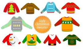 Ugly Christmas sweaters vector set royalty free illustration Ugly Christmas sweaters vector set royalty free illustration