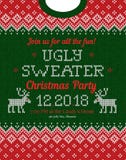 Ugly sweater Christmas party invite. Knitted background pattern scandinavian ornaments. stock illustration Ugly sweater Christmas party invite. Knitted background pattern scandinavian ornaments. stock illustration