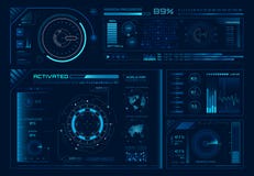 Ui futuristico dell'ologramma Interfacce del hud di scienza, strutture dell'interfaccia del grafico e regolatori di tecnologia o royalty illustrazione gratis Ui futuristico dell'ologramma Interfacce del hud di scienza, strutture dell'interfaccia del grafico e regolatori di tecnologia o royalty illustrazione gratis