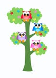 Uilen die in een boom zitten vector illustratie Uilen die in een boom zitten vector illustratie