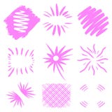 Uitbarstingenvector Hand getrokken zonuitbarstingen op witte achtergrond neon roze geometrische vormen Uniek ontwerp voor embleem stock illustratie Uitbarstingenvector Hand getrokken zonuitbarstingen op witte achtergrond neon roze geometrische vormen Uniek ontwerp voor embleem stock illustratie