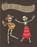 Uitnodigingsaffiche voor Dag van de Doden Dia DE Los Muertos De skelet het spelen gitaar en het dansen Vector illustratie royalty-vrije illustratie Uitnodigingsaffiche voor Dag van de Doden Dia DE Los Muertos De skelet het spelen gitaar en het dansen Vector illustratie royalty-vrije illustratie