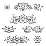 Uitstekende barokke gravure bloemenelementen vector illustratie Uitstekende barokke gravure bloemenelementen vector illustratie