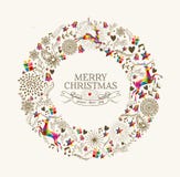 Uitstekende de groetkaart van de Kerstmiskroon stock illustratie Uitstekende de groetkaart van de Kerstmiskroon stock illustratie