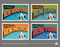 Uitstekende de typografieprentbriefkaaren van Verenigde Staten vector illustratie Uitstekende de typografieprentbriefkaaren van Verenigde Staten vector illustratie