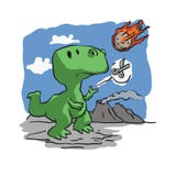 Uitsterven van dinosaurussen grappig beeldverhaal vector illustratie Uitsterven van dinosaurussen grappig beeldverhaal vector illustratie
