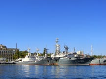 Ukrainian military ships docked in Sevastopol, Crimea Royalty Free Stock Photography Ukrainian military ships docked in Sevastopol, Crimea Royalty Free Stock Photography